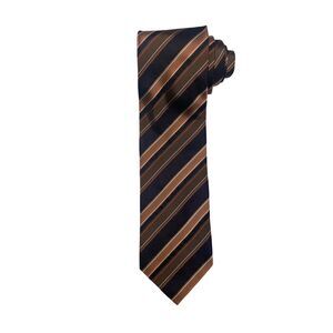 Vintage Roberto Villini Silk Tie Men's Striped Black Brown Casual Office Career